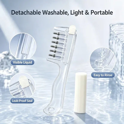 e??¡ìRefillable Scalp Oil Applicator Comb with 6 Metal Massage Tips a?? Even Root Serum Distribution & Scalp Stimulation for Hair Care